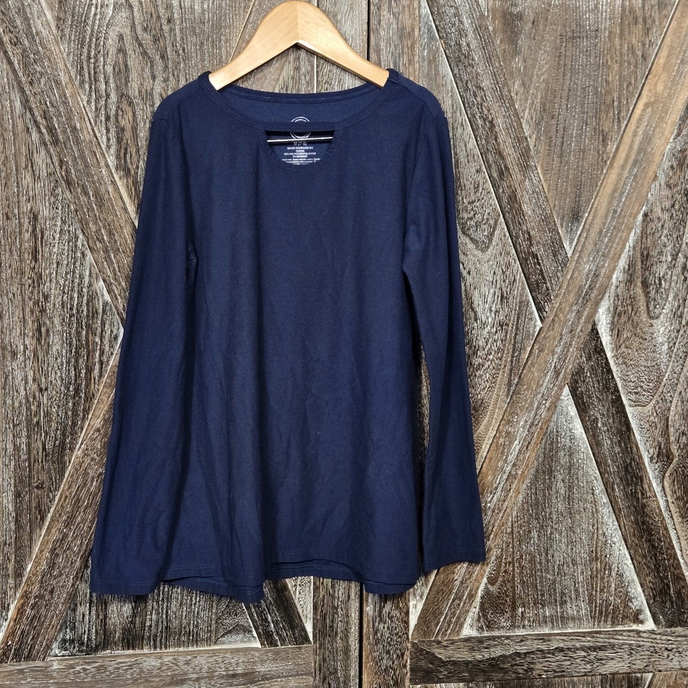 Wonder Nation Blue Long Sleeve Shirt Girls Size‎ M (7-8)